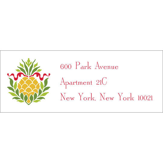 Pineapple Red Ribbon Return Address Labels